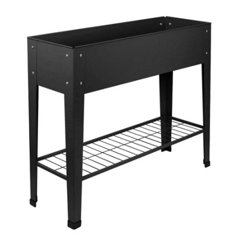 Image of Harbour Housewares Elevated Raised Garden Bed with Legs & Storage Shelf in Black Unisex