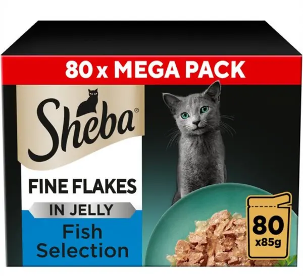 Image of Sheba Fine Flakes Fish Cat Food 80 x 85g