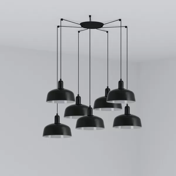 Image of Tatawin Medium 7 Light Black Cluster Drop Pendant Lamp