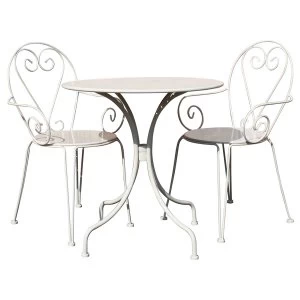 Image of Charles Bentley Metal 2-Seater Bistro Set - Cream