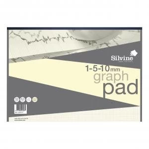 Image of Silvine A3 Designer Graph Pad 50 Sheets 85gsm 1mm 5mm 10mm Grid Wove