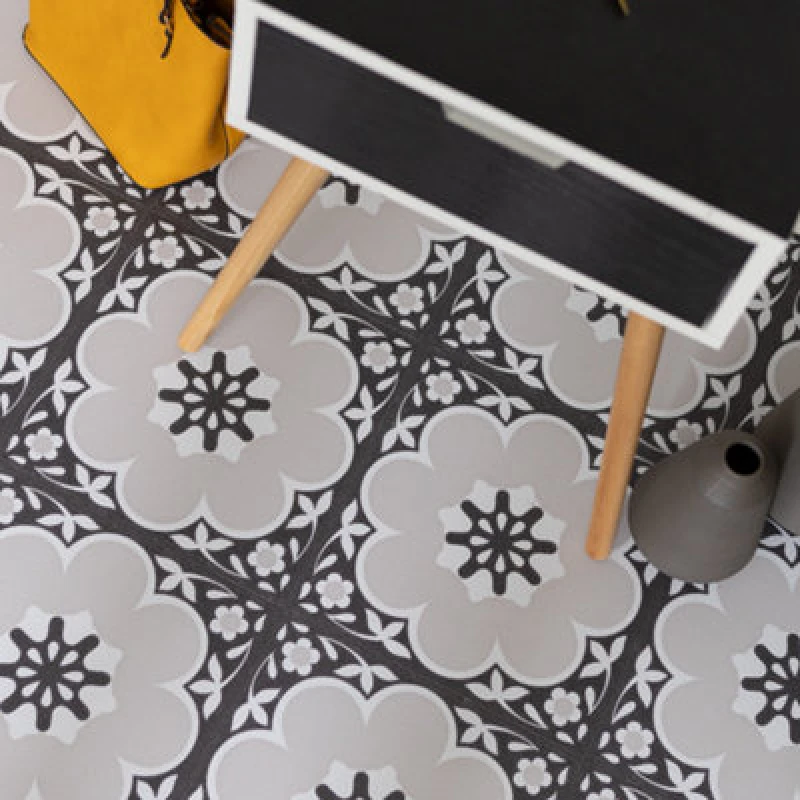 Image of Fine Decor Floor Pops Daphne Black Self Adhesive Vinyl Floor Tiles Pack Of 20 (1.86Sqm)