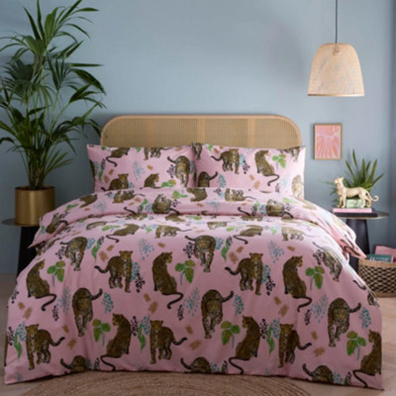 Image of Portfolio Home Night Jaguar Pink Double Duvet Cover Set - Hlc