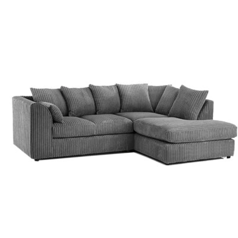 Image of Furnishings For Less UK Luxor Jumbo Cord 4 Seater Corner Sofa Grey Right Hand Facing
