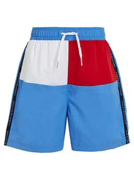 Image of Tommy Hilfiger Boys Flag Swim Shorts - Blue Spell, Blue, Size Age: 10-12 Years