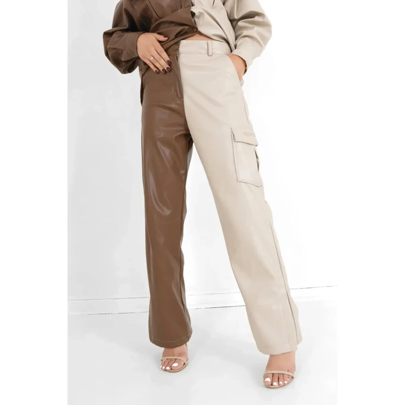 Image of Sixth June Womens faux leather trousers Sixth June Beige Female M