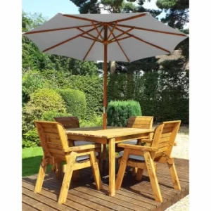 Image of Charles Taylor Four Seater Square Table Set with Parasol, Grey