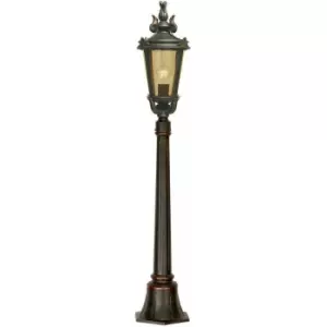 Image of Loops - Outdoor IP44 1 Bulb Short Mini Lamp Post Pillar Weathered Bronze LED E27 100W