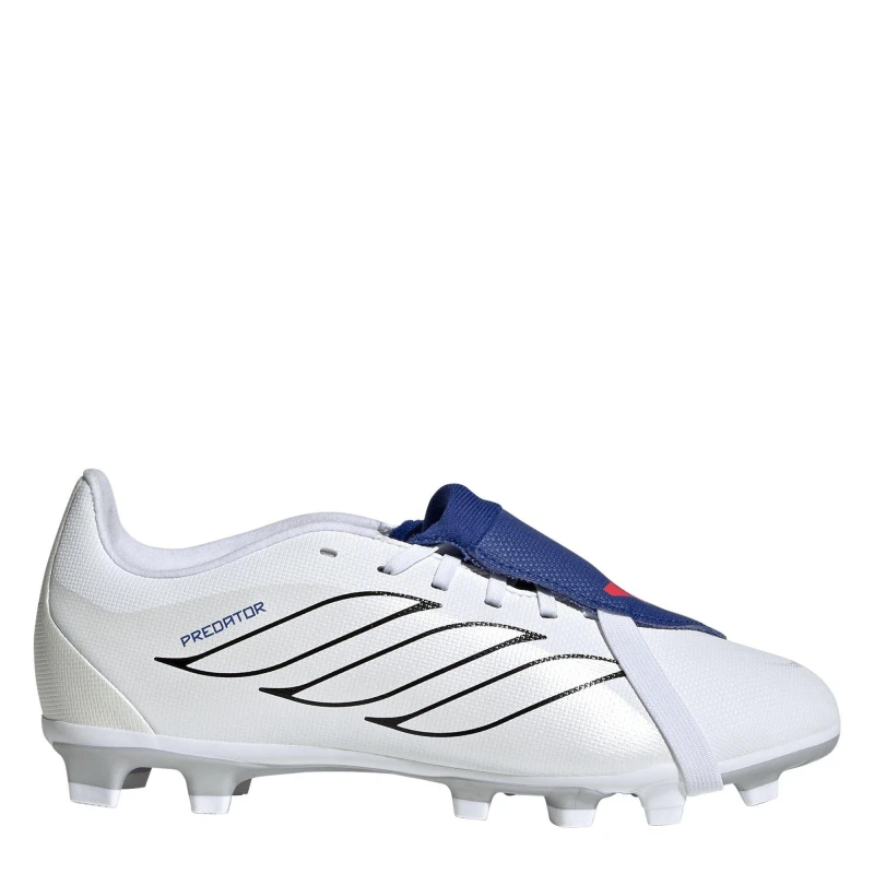 Image of adidas Kids adidas Predator Fold-Over Tongue Club Firm Ground Football Boots White/Blue male 5 (38)