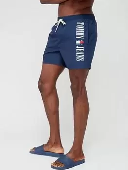 Image of Tommy Jeans Archive Side Logo Swimshort, Navy, Size S, Men