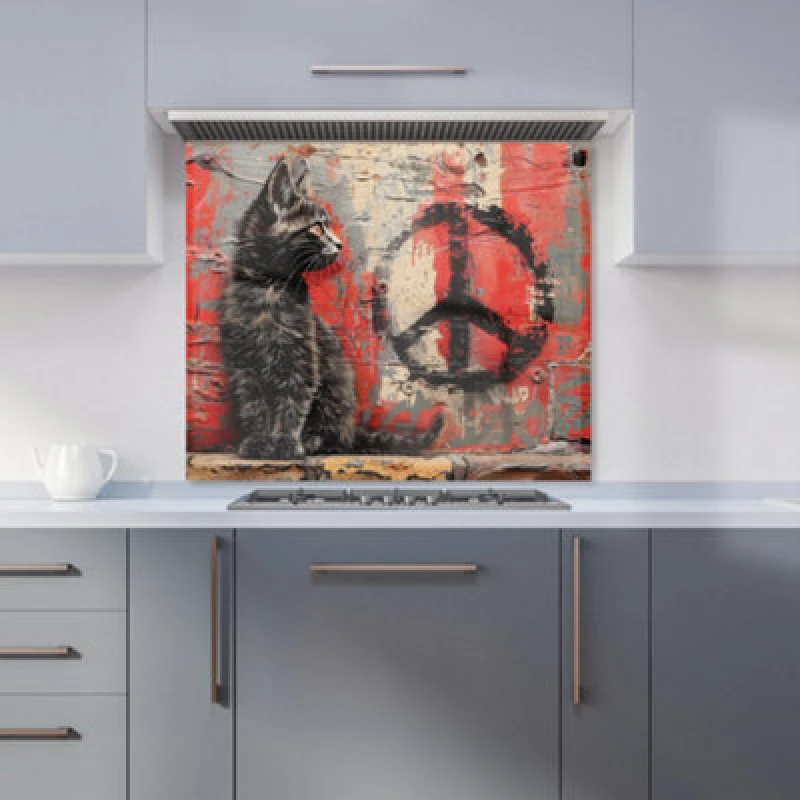 Image of Warren Reed Designer Urban Peace: A Banksy-Inspired Kitten Kitchen Splashback