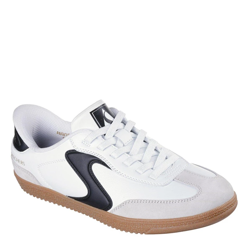 Image of Skechers Womens Duraleather and Suede Overlay Bungee Low-Top Trainers White/Black female 8 (41)