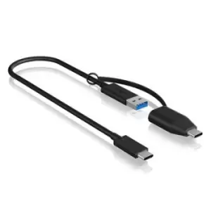Image of ICY BOX USB cable USB 3.2 2nd Gen (USB 3.1 2nd Gen) USB-C plug, USB-A plug 0.35 m Black 60836