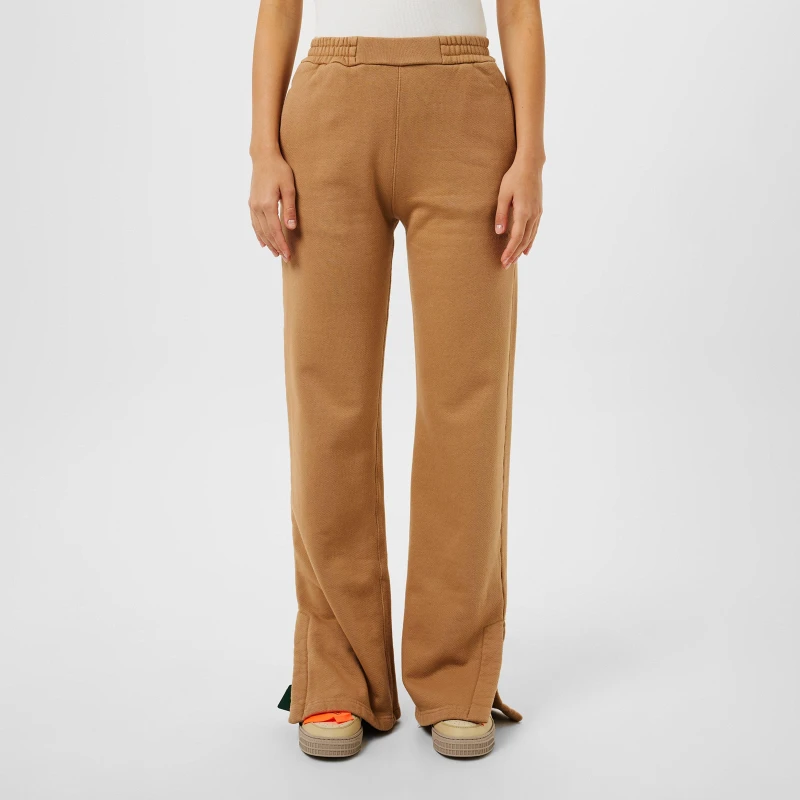 Image of Off White Womens Diagonal Taper Open Hem Fleece Joggers Brown female 12 (M)