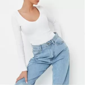 Image of Missguided Rib V Neck Fitted T Shirt - White