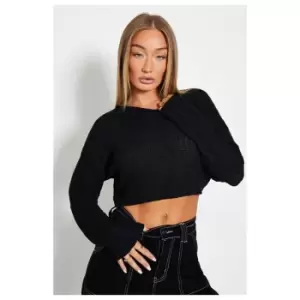 Image of I Saw It First Crew Neck Cropped Jumper - Black