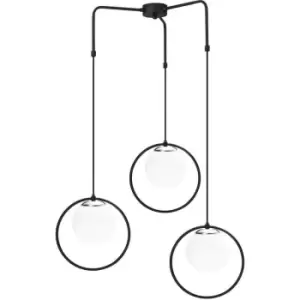 Image of Cristal Model 10 Deco 3-Light Globe Cluster Pendant Lamp Black