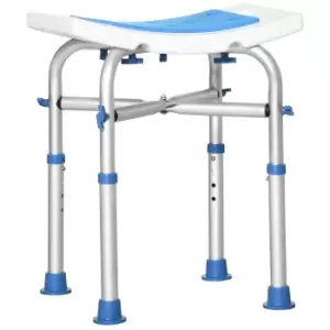Image of HOMCOM Shower Chair for the Elderly and Disabled, Adjustable Padded Shower Stool with Built-in Handle and Non-slip Suction Foot Pads, Blue