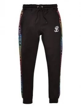 Image of Illusive London Boys Taped Cuffed Jog Pants - Black