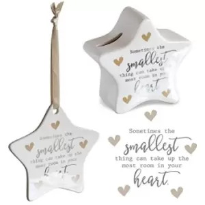 Image of Said with sentiment Star Shaped Money Box & Hanging Star Decoration - Your Heart