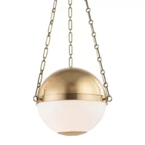 Image of Sphere No. 2 2 Light Small Pendant Brass, Glass