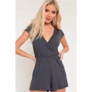 Image of I Saw It First Wrap Front Playsuit - Grey