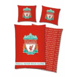 Image of Ynwa Cotton Duvet Cover Set (Single) (Red/White) - Red/White - Liverpool Fc
