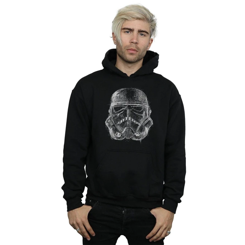 Image of Star Wars Star Wars Men Stormtrooper Scribble Helmet Hoodie in Black Size: Small Black S Male 5057736862629