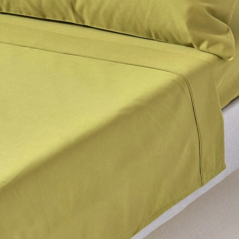 Image of Homescapes Egyptian Cotton Flat Sheet 1000 Thread Count Olive
