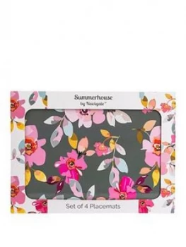 Image of Summerhouse By Navigate Gardenia Grey Floral Placemats ; Set Of 4