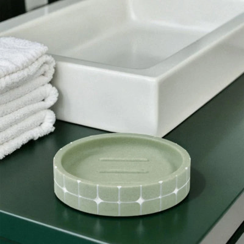 Image of Showerdrape Mosaica Pastel Bathroom Sink Soap Dish Light Green