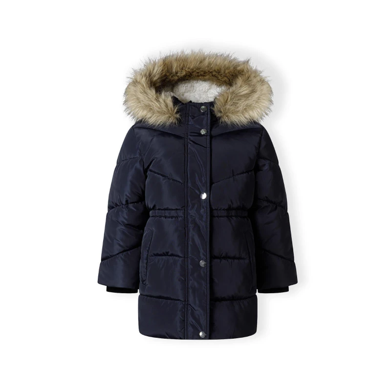 Image of Minoti Girls winter coat with padded hood navy Navy female 7-8 Yrs