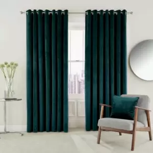 Image of Helena Springfield Escala Lined Curtains 66" x 54", Teal