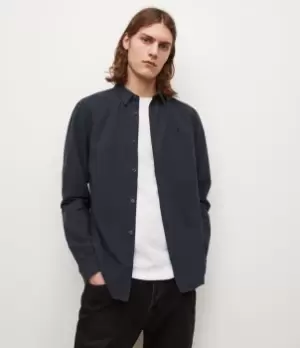 Image of AllSaints Mens Lovell Ramskull Shirt, INK Navy, Size: S