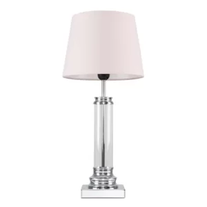 Image of Knowles Touch Table Lamp with Dusty Pink Aspen Shade