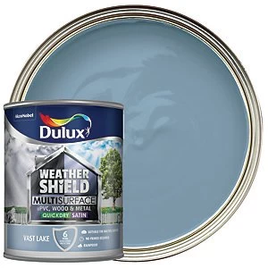 Image of Dulux Weathershield Multi Surface Quick Dry Vast Lake Satin Paint 750ml