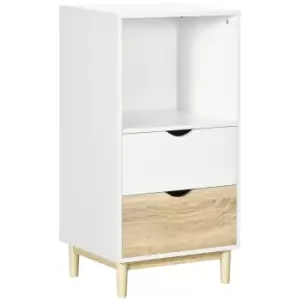 Image of HOMCOM Modern Bookcase with Drawers and Open Shelf, Bookshelf, Storage Cabinet for Study Living Room Home Office, White and Natural