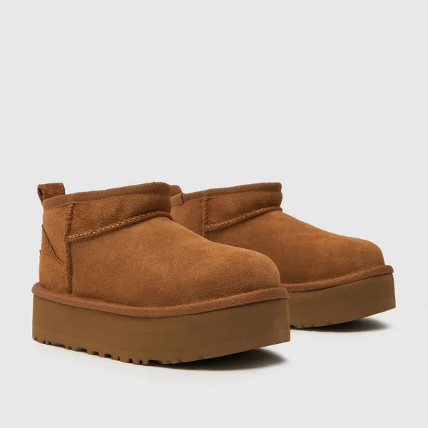 Image of UGG chestnut classic ultra mini platform Junior boots Brown UK 2