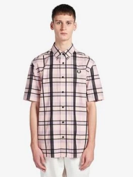 Image of Fred Perry Bold Tartan Shirt - Pink Size M Men
