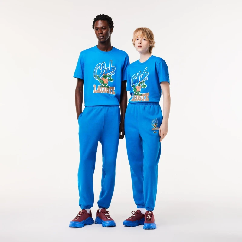 Image of Lacoste Mens Iconic Print Fleece Closed Cuff Joggers Hilo male XS