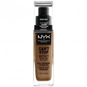 Image of NYX Professional Makeup Can't Stop Won't Stop 24 Hour Foundation (Various Shades) - 19 Warm Honey