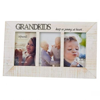 Image of 4" x 6" - Moments Triple Distressed Photo Frame - Grandkids