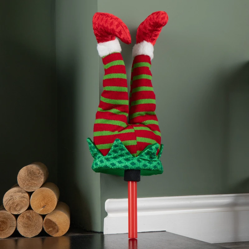 Image of 55cm Battery Operated Soft Animated Elf Kicking Legs Christmas Decoration