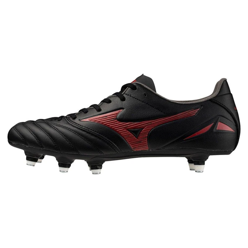 Image of Mizuno Morelia Neo 4 Adults Soft Ground Rugby Boots Black/Red/Black male 9 (43)