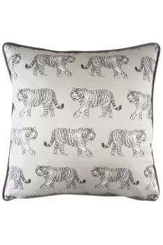 Image of Safari Tiger Repeat Printed Piped Cushion