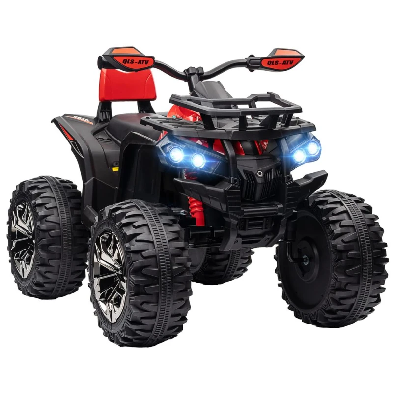 Image of Homcom 12V Quad Bike Atv With LED Lights, Music, For Boys Girls, Red, Red 370-170V70RD