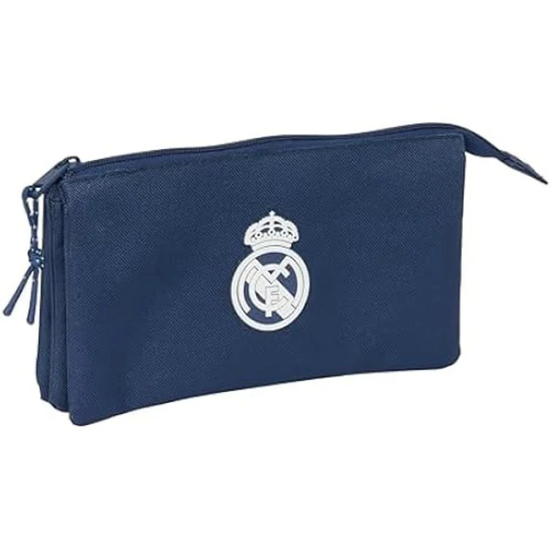 Image of Sublime Market Connect Triple Pencil Case - SAFTA - Real Madrid - Child - Synthetic - Comfortable - Blue blue blue