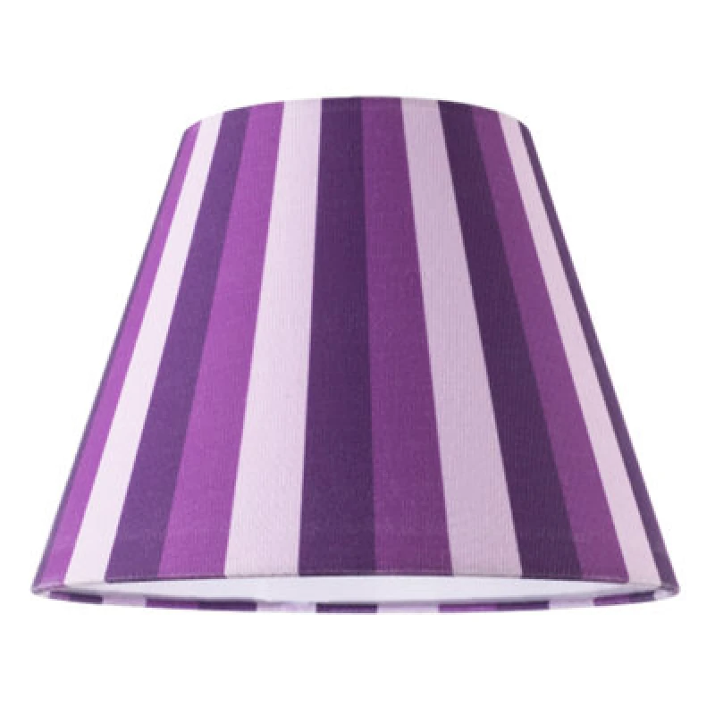 Image of Happy Homewares Multi Purple Tone Striped Linen Coolie Lamp Shade With Cotton Inner