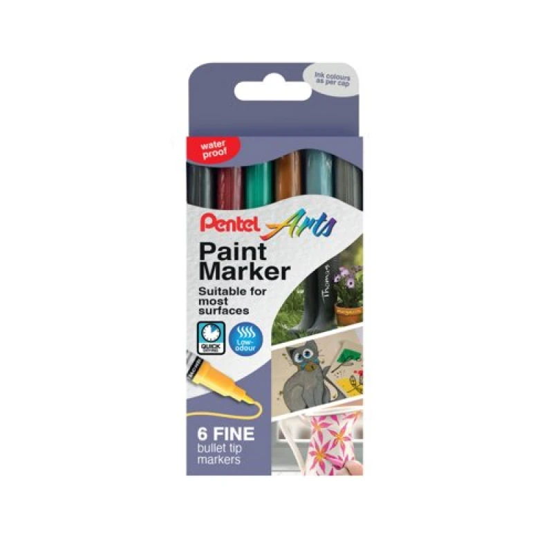 Image of Pentel Paint Marker Fine Bullet Tip Assorted Metallic (Pack of 6) YMSP10/6MET-M