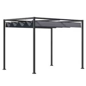 Image of Outsunny 4 X 3M Metal Pergola Gazebo Patio Sun Shelter Retractable Canopy - Grey